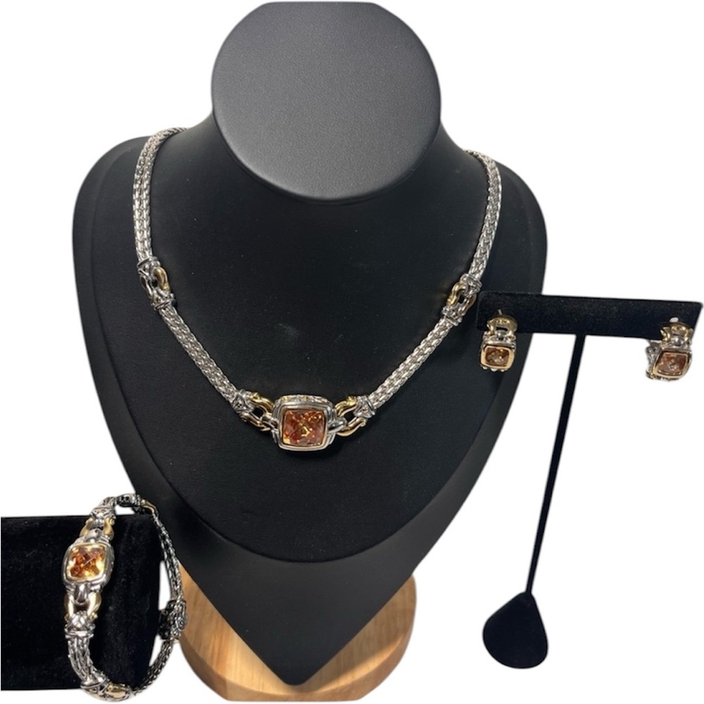 John Medeiros Nouveau Set | Necklace, Bracelet & Earrings | Signed JM